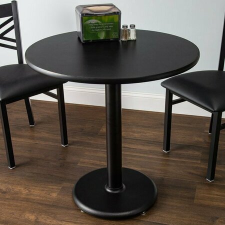 LANCASTER TABLE & SEATING LT Standard Height Table with 30'' Round Reversible Cherry/Black Table Top and Cast Iron Base 349C30RC17RS